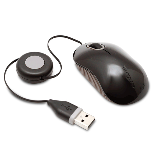 Mouse Alámbrico con Cable Retráctil Targus Compact Blue Trace Mini / USB / Negro / PC / Laptop / Mac